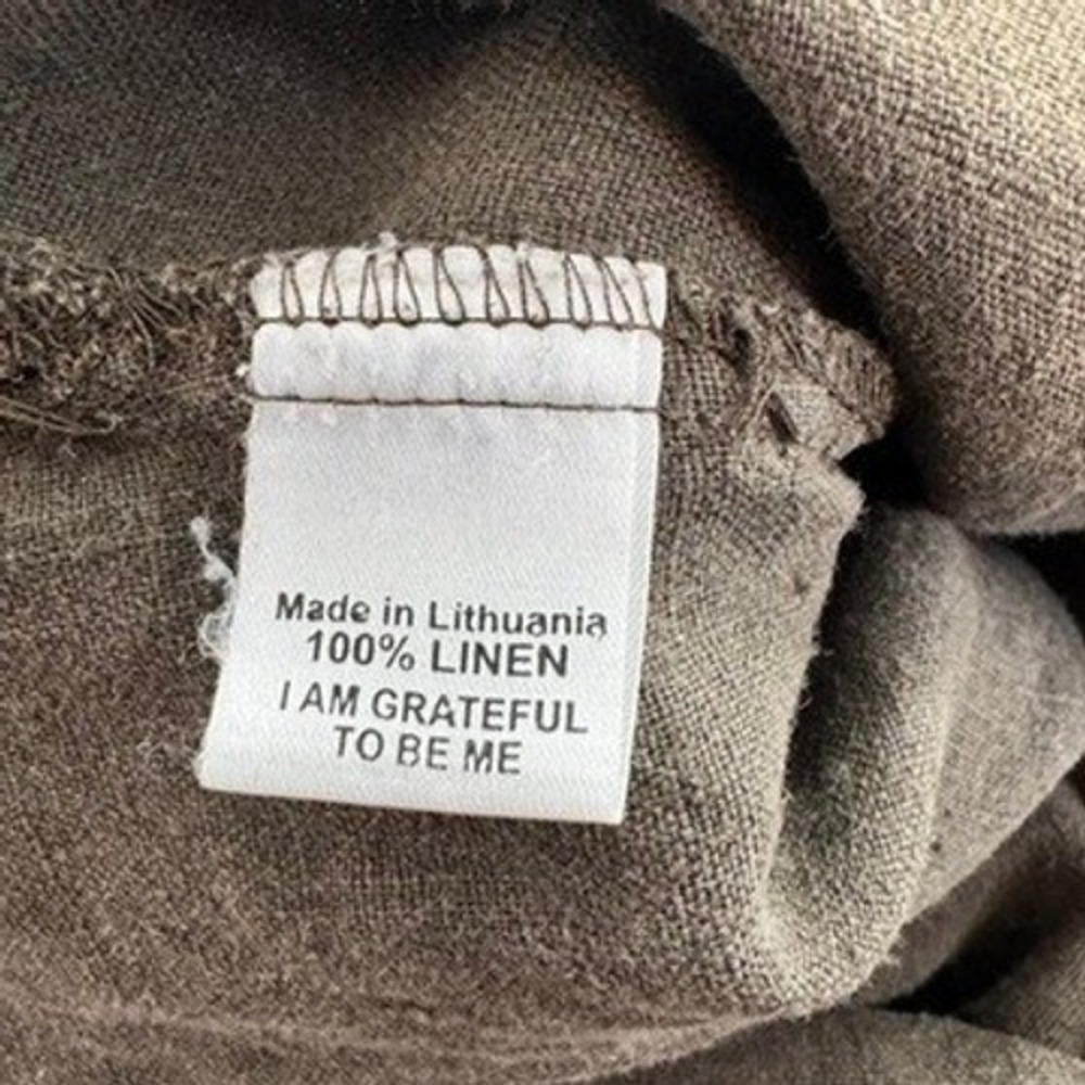 Flax 100% Linen Button Up Tunic Top Womens M Brown Lagenlook Breathable Coastal - Picture 9 of 12